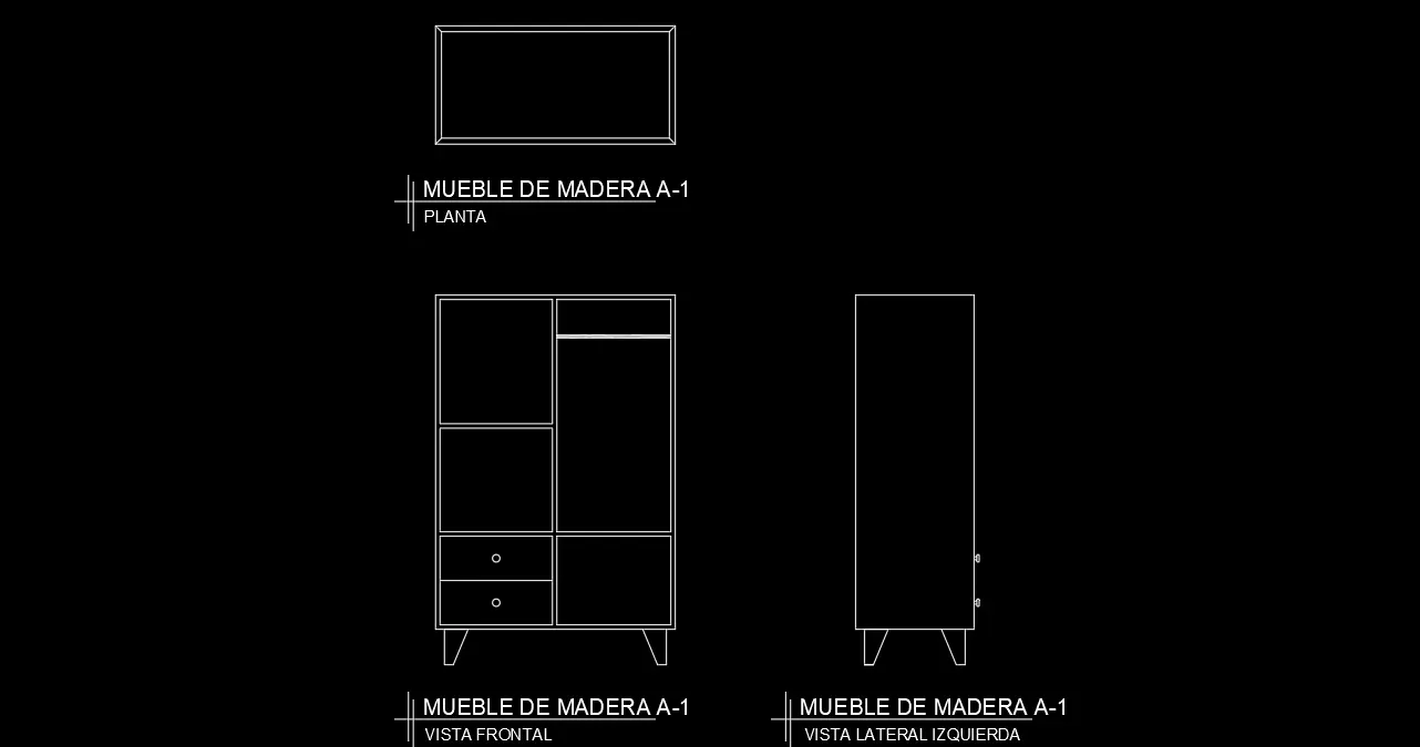 Mueble de madera AutoCAD a-1